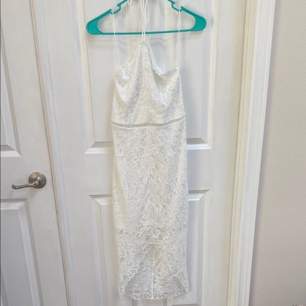 NWT Lulus aeom White Lace Halter Dress